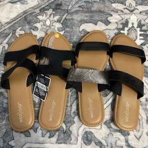 West Loop Women's Black and Silver Sandals